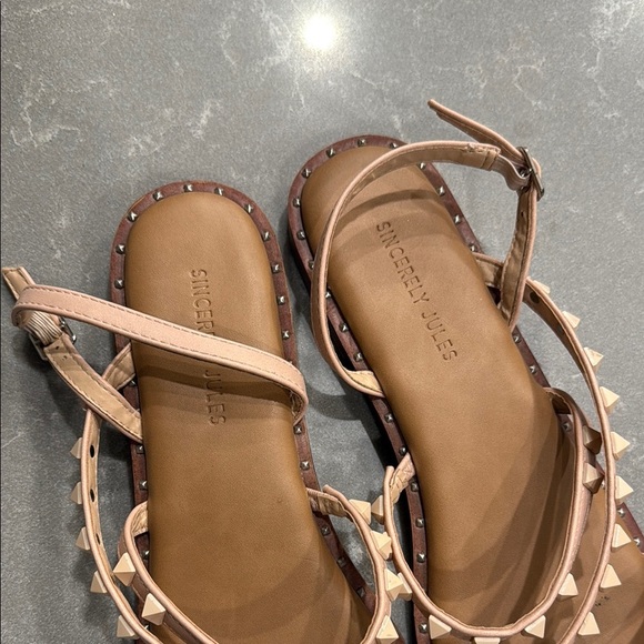 Sincerely Jules Tan Studded Sandals - Picture 6 of 7